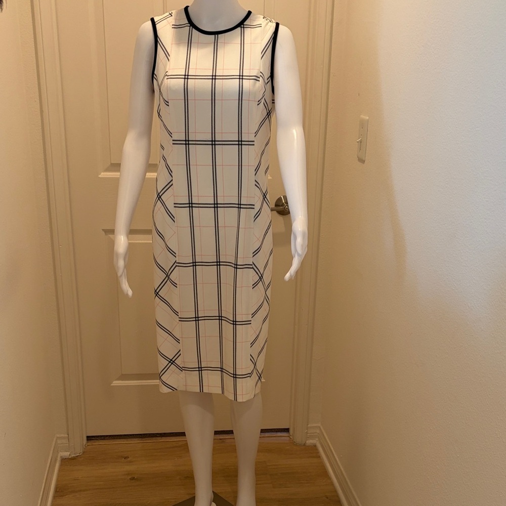 Carlisle Ivory and Navy Check Midi Dress